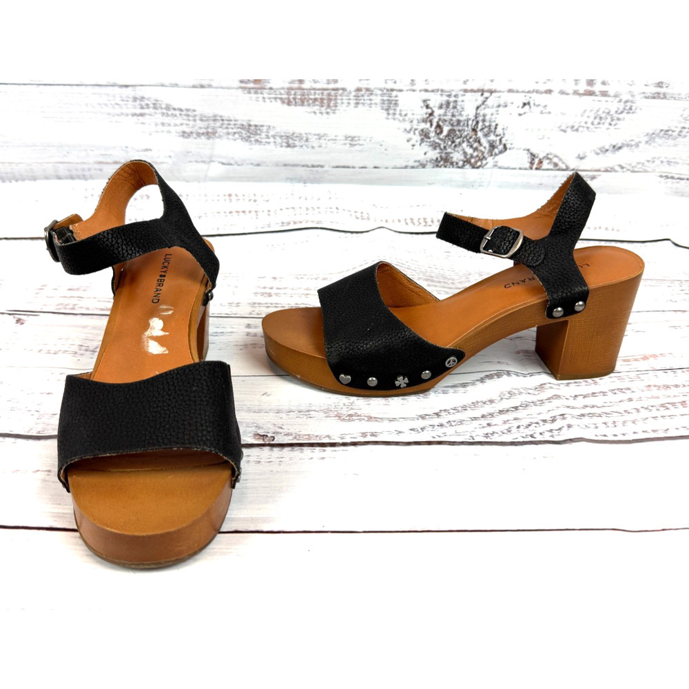 LUCKY BRAND black Hashti platform block heel sandals size 8M